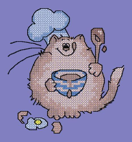 More information about "Cat cook cross stitch pattern"