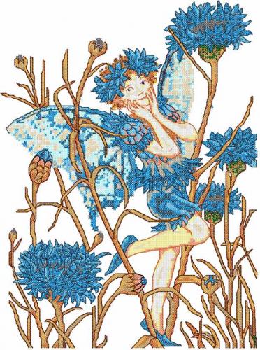 More information about "Cornflower Fairy cross stitch free embroidery design"