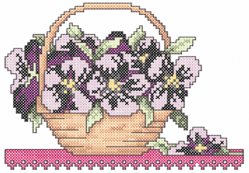 More information about "Flower basket cross stitch free embroidery design"