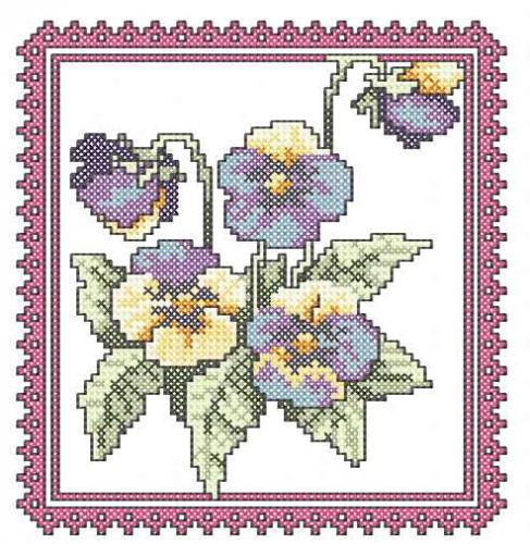 More information about "Flower in frame cross stitch free embroidery design"