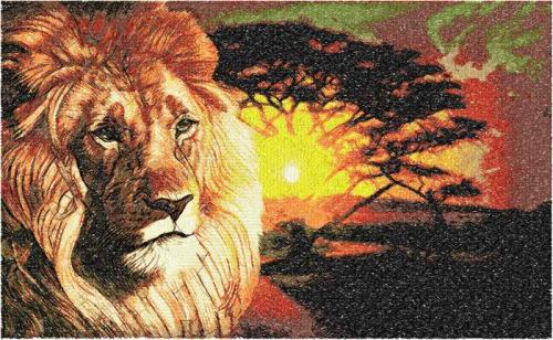 More information about "Lion Africa photo stitch free embroidery design"