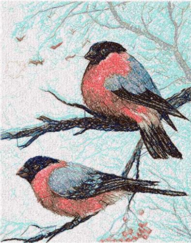 More information about "Bullfinches photo stitch free embroidery design"