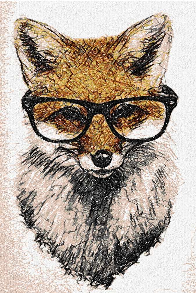 Fox with glasses photo stitch free embroidery design