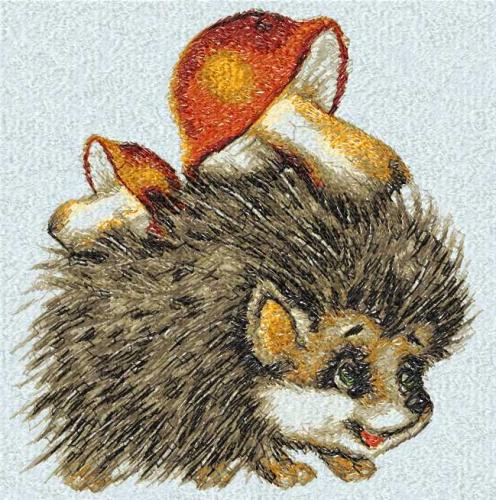 More information about "Hedgehog with mushrooms photo stitch free embroidery design"