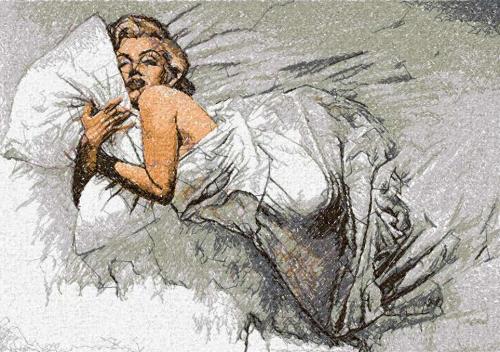 More information about "Marilyn Monroe sleep photo stitch free embroidery design"