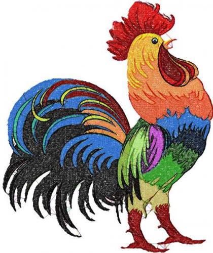 More information about "Rooster photo stitch free machine embroidery design"