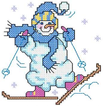 More information about "Snowman cross stitch free embroidery design 5"