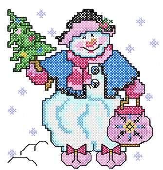 More information about "Snowman cross stitch free embroidery design 6"
