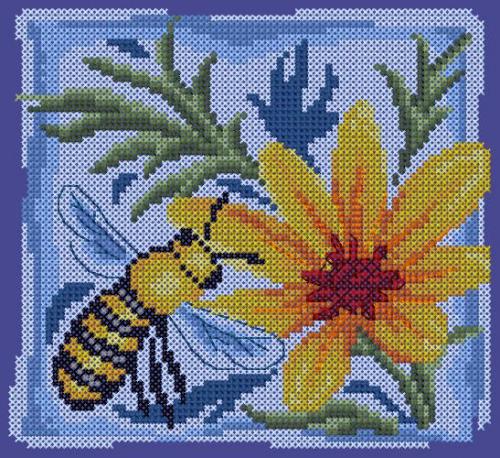More information about "Bee and flower cross stitch pattern"