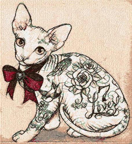 More information about "Cat sphinx photo stitch free embroidery design"