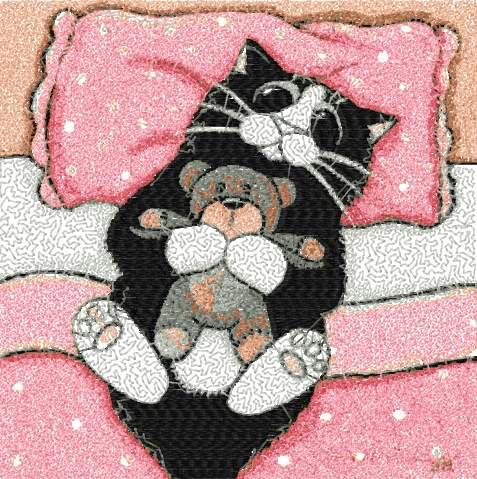 More information about "Cat with teddy toy photo stitch free embroidery design"
