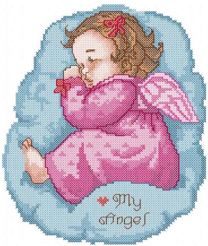 More information about "Cute sleeping angel cross stitch free embroidery design"