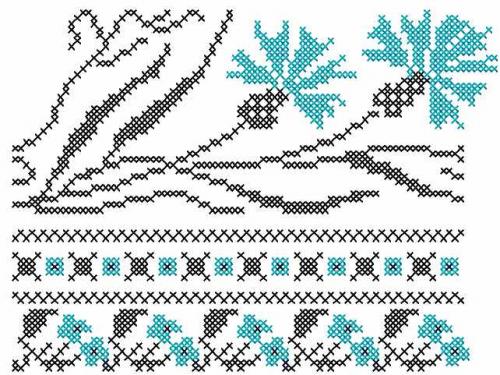 More information about "Flower border decor cross stitch free embroidery design"