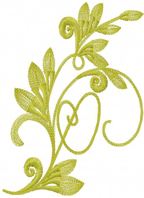 Green swirl antique flower free embroidery design