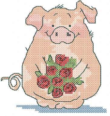 More information about "Happy birthday pig cross stitch free embroidery design"