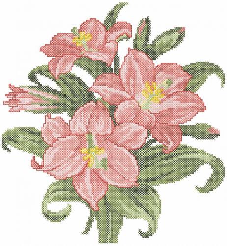More information about "Lily cross stitch free embroidery design 5"