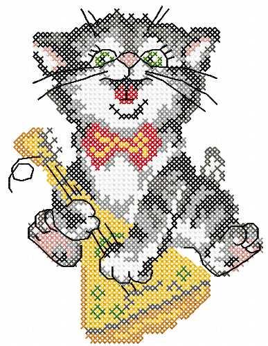 More information about "Music cat cross stitch free embroidery design"