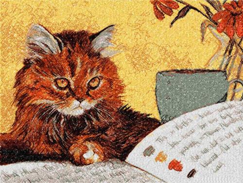 More information about "Very clever cat photo stitch free embroidery design"
