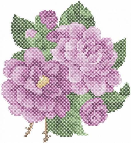 More information about "Violet flower cross stitch free embroidery design"