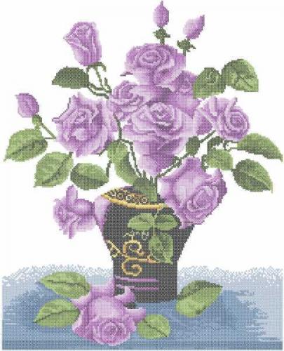 More information about "Violet flowers cross stitch free embroidery design"
