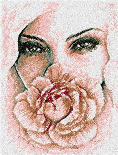 More information about "Woman rose photo stitch free embroidery design"