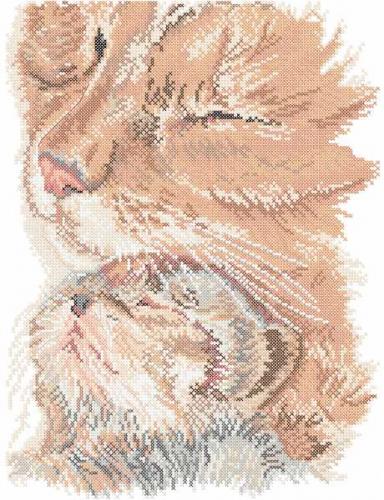 More information about "Cat and kitten cross stitch free embroidery design"