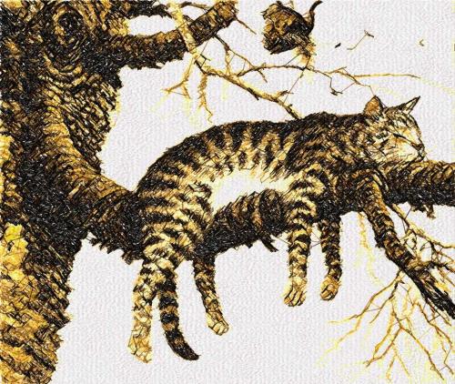 More information about "Lazy cat photo stitch free embroidery design"