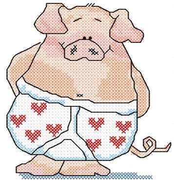 More information about "Pig cross stitch free embroidery design 2"