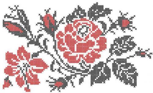 More information about "Rose cross stitch pattern free embroidery design"