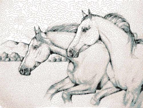 More information about "Two white horses photo stitch free embroidery design"