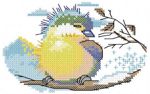 More information about "Autumn bird cross stitch free embroidery design"