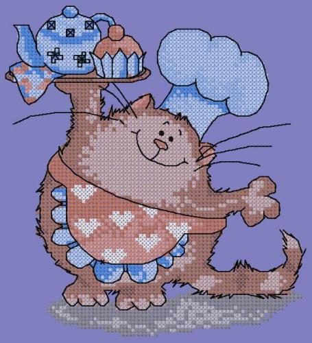 More information about "Cat chef cross stitch free design"