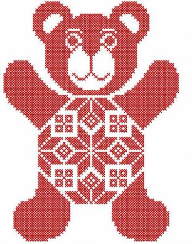 More information about "Red bear cross stitch free embroidery design"
