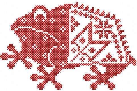 More information about "Red frog cross stitch free embroidery design"