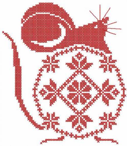 More information about "Red mouse cross stitch free embroidery design"