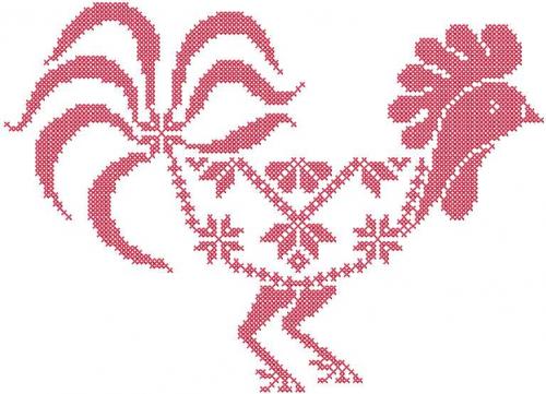 More information about "Red rooster cross stitch free embroidery design"