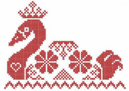 More information about "Red swan cross stitch free embroidery design"