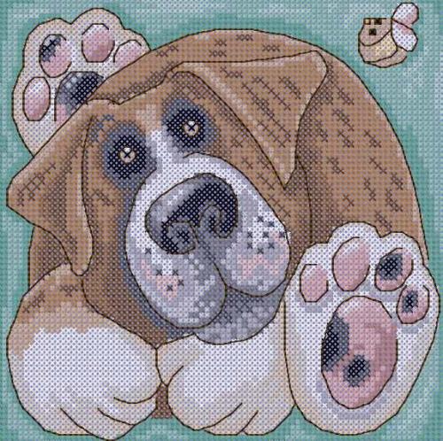 More information about "Relaxing dog cross stitch free embroidery design"