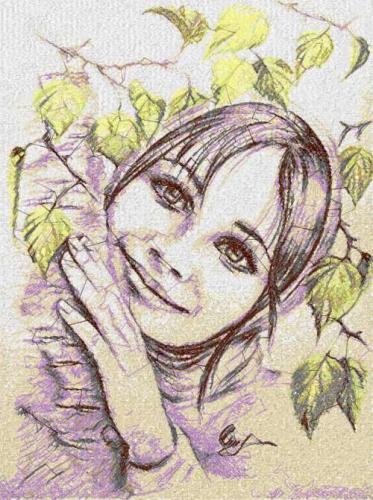 More information about "Spring girl photo stitch free embroidery design"