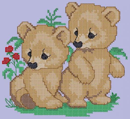 More information about "Two bears cross stitch pattern"