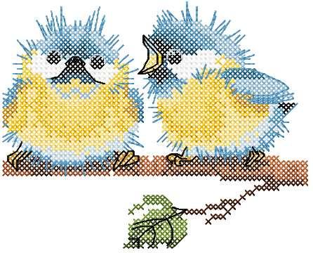 More information about "Two small birds cross stitch free embroidery design 2"