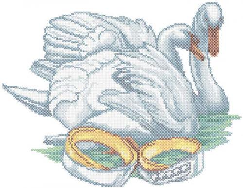 More information about "Two loving swans cross stitch free embroidery design"