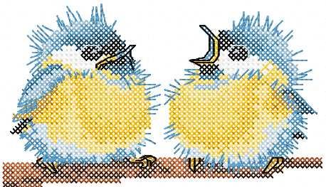 More information about "Two small birds cross stitch free embroidery design 1"