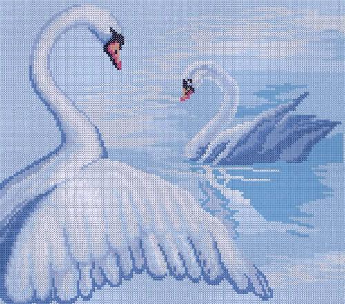 More information about "Two swans cross stitch free embroidery design 4"