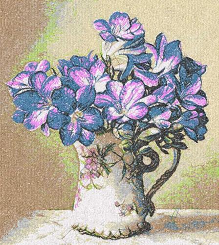 More information about "Violet bouquet photo stitch free embroidery design"