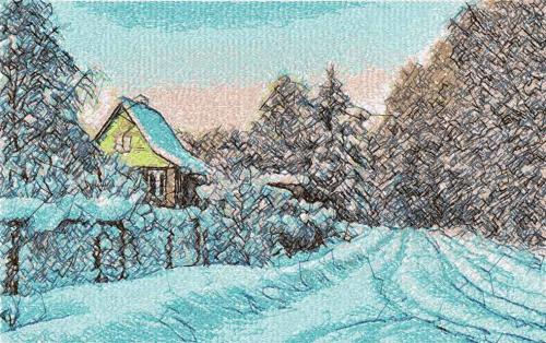 More information about "Winter landscape photo stitch free embroidery design 3"