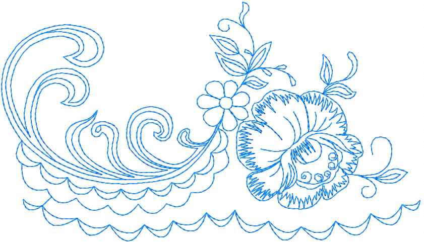 Blue flowers free embroidery design 11