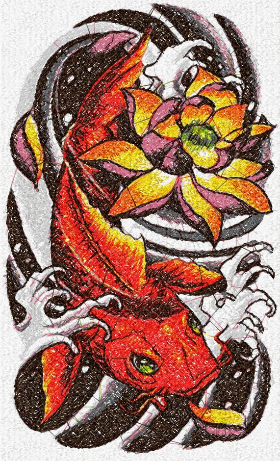 Carp koi photo stitch free machine embroidery design