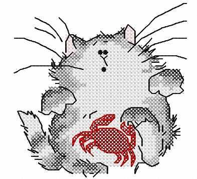 More information about "Cat and crab cross stitch free embroidery design"