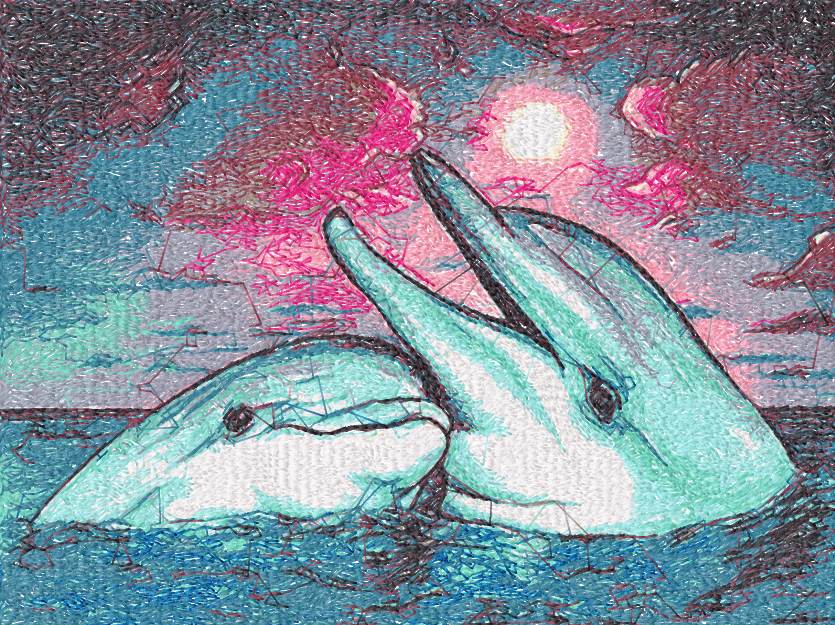 Dolphins photo stitch free machine embroidery design